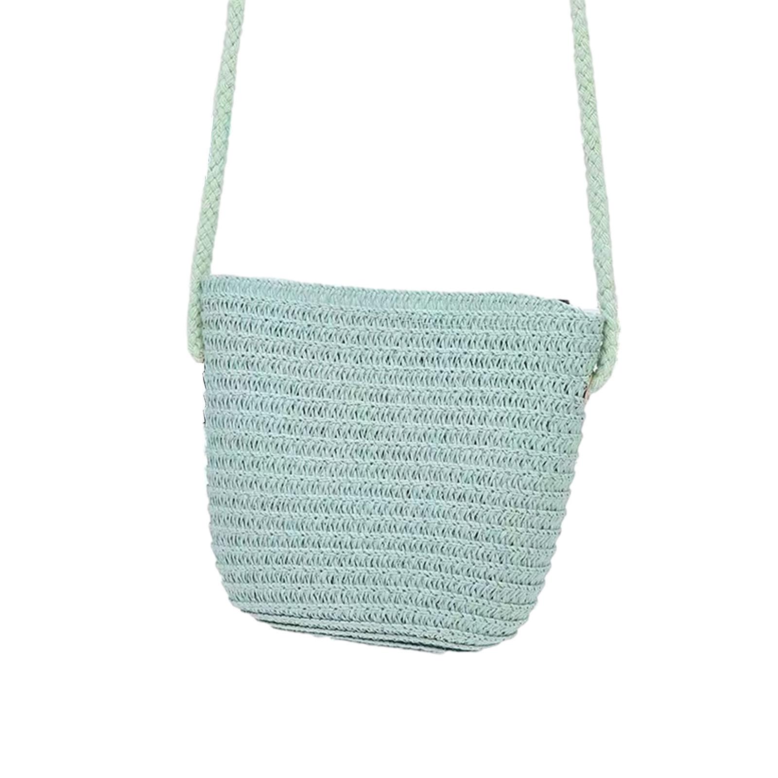 Мягкие соломенные сумки-тоут Персонализированная дорожная сумка для покупок Пляжная плетеная сумка Женская богемная сумка через плечо Подарок на День святого Валентина мятный зеленый