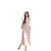 Summer Floral Suspender Long Dress Women's Early Spring New Lace Splicing French Waist Long Dress Beach Skirt