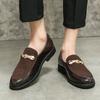 Fashion Luxury Designer Fashion Metal Decoration Suede Driving Shoes Men  Casual Loafers Business Formal Dress Footwear Zapatos Hombre