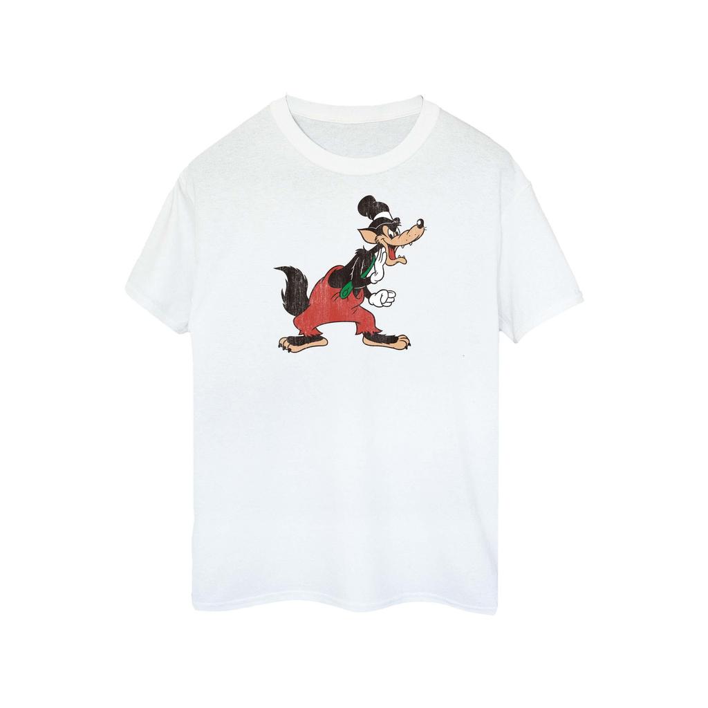 Disney Damen/Damen Three Little Pigs Big Bad Wolf Boyfriend-T-Shirt aus Baumwolle