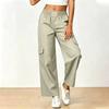 Women's Color Loose Fit Cargo Wide Leg Casual Pants