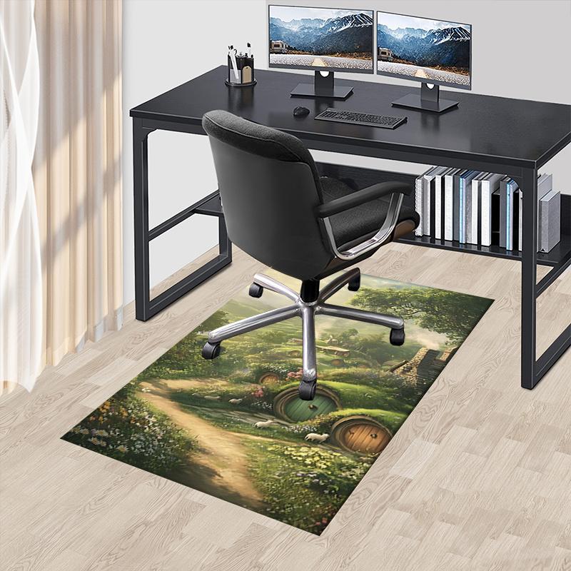 

Hobbit Village Polyester Office Carpet Chair Mats, Home Decor Dormitory Floor Protector with Anti-Skid Backing, Large Area Coverage,Christma 60cm by 90cm
