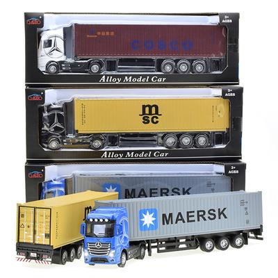 1/50 Scale Benz Container Truck Pull Back with Light Engineering Vehicle Transport Diecast Alloy Truck Head Model Toy Boy Toys for Children