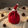 Holiday Candy Packaging Bags Christmas Drawstring Gift with Santa Hat, Reusable Velvet Xmas Goodie Sacks, Festive Eve Treat Pouches Apple Pouch