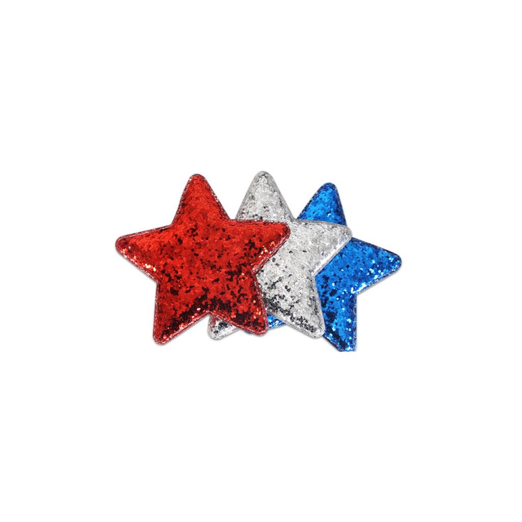 Children's Five-pointed Star Hairpin Independence Day Party Decoration Accessories Red Blue Sequin Star Hairpin
