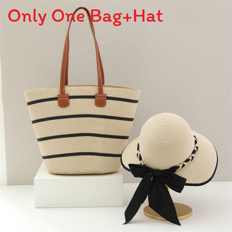 Straw Hat And Bag Set With Sun Protection For Outdoor Travel Casual Summer Adults