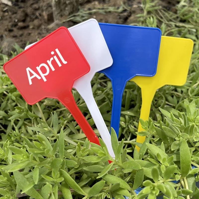 Waterproof T-shaped Plastic Plant Labels Garden Tags Nursery Plant Markers Name Tags for Flower Pots Bonsai Gardening Accessories