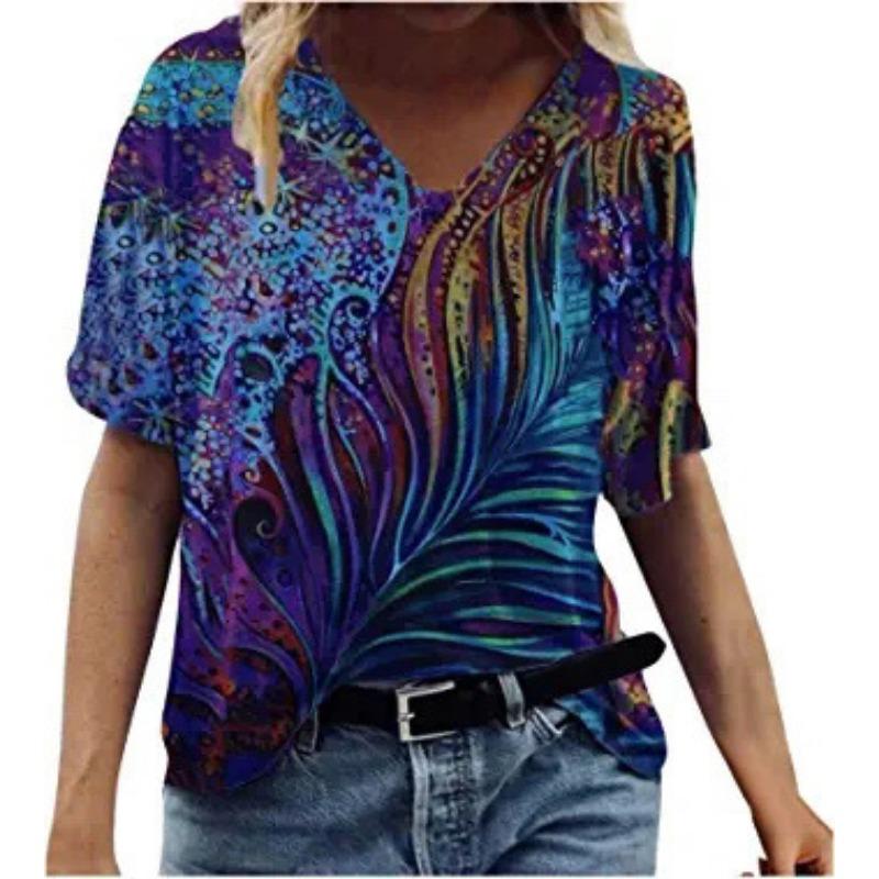 Summer 3D Printed Short Sleeved Women's Hong Kong Style Loose and Versatile Top T-shirt