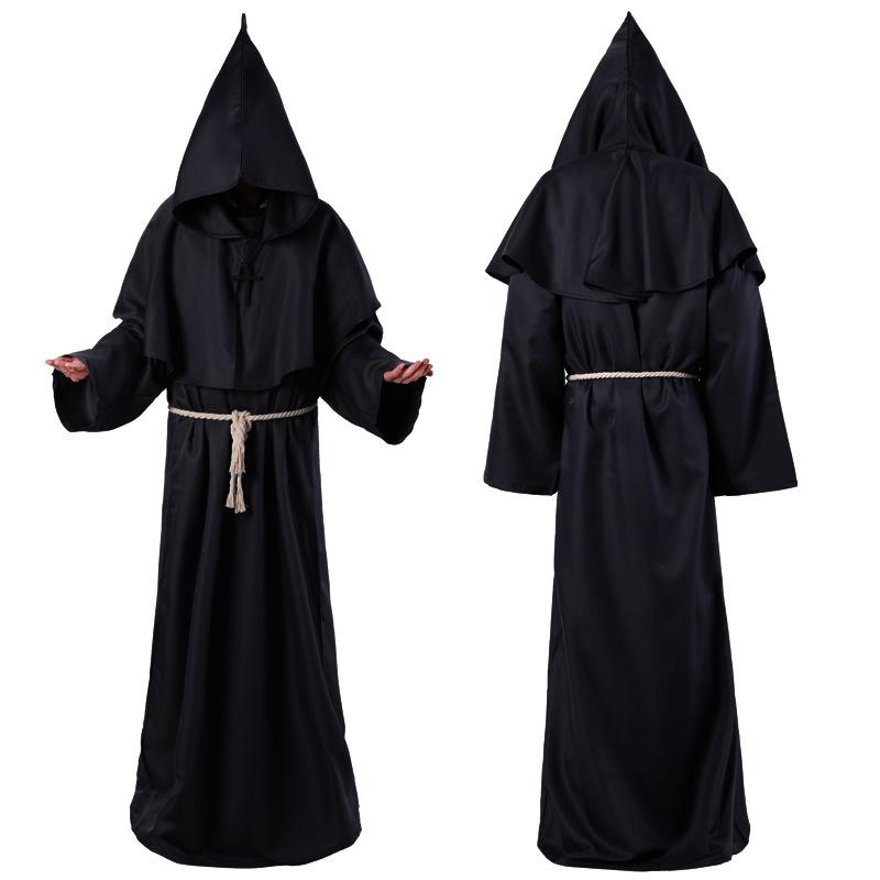Halloween Medieval Monk & Wizard Robe Costume - Priest COS Stage Wear