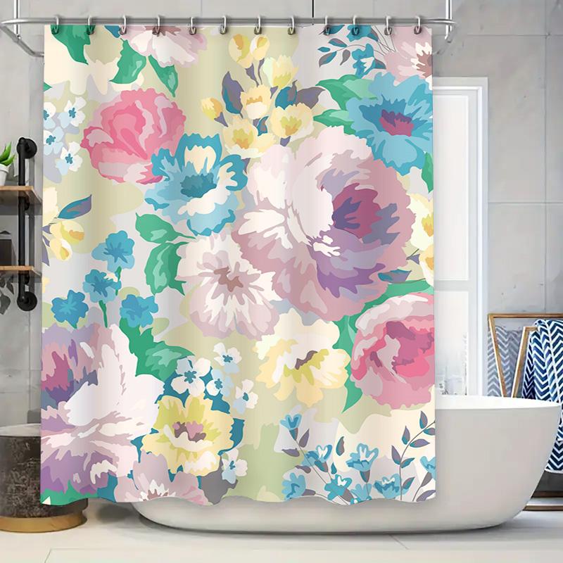 

Colorful Floral Shower Curtain Waterproof Fabric Bathroom Decor Available In Multiple Sizes Perfect Gift Idea For Her #Homedecor W60H190(CM)-1 Pcs
