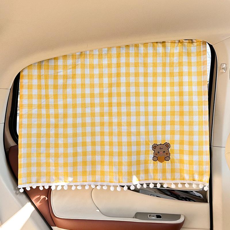 Cartoon Cotton Car Sunshade - Comfortable Baby Window Blackout Curtain for Heat Insulation and Sun Protection