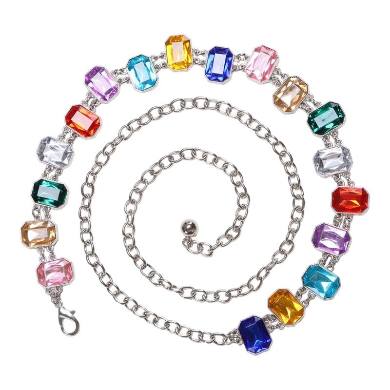 Rhinestones Waist Belt Belly Chain for Dress Chain Belt for Women Waist Chain Belt Belly Dance Accessories серебряный