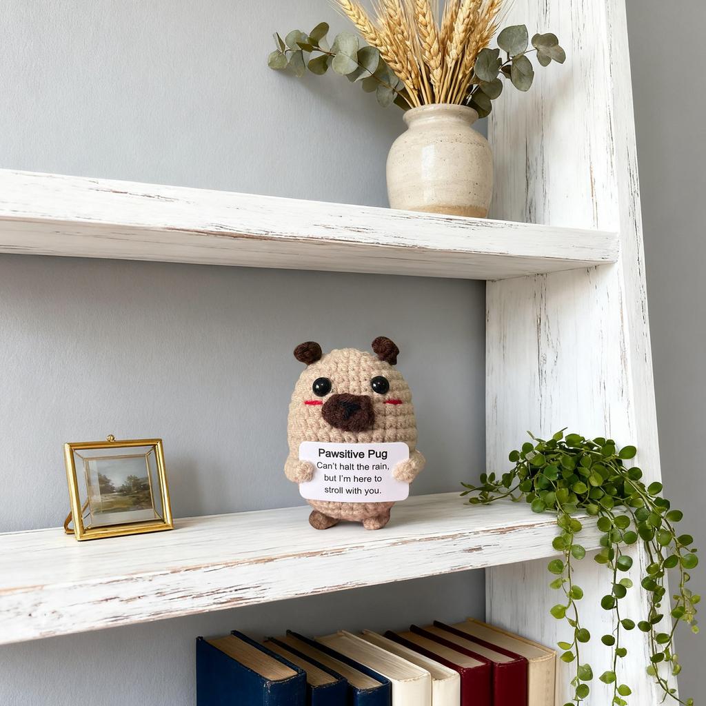 Crochet , Animals Cute Knitted Dog Toys Luck Gifts Support Knitted Present Knitted Doll Holding Support Card For Emotion