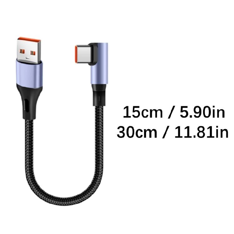 Compact USB to USB C Power Adapter Cord Wire Nylon Reinforced Data Cable Bend/Straight Head Design Quick Charging