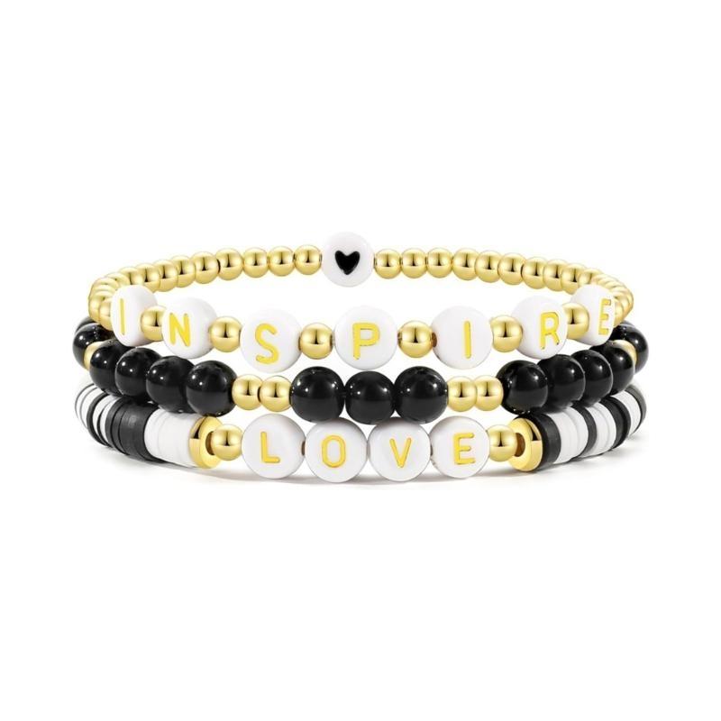 A52E Fashion Colorful Beaded Bracelet Elastic Bracelet Soft Clay Stacking Bracelet