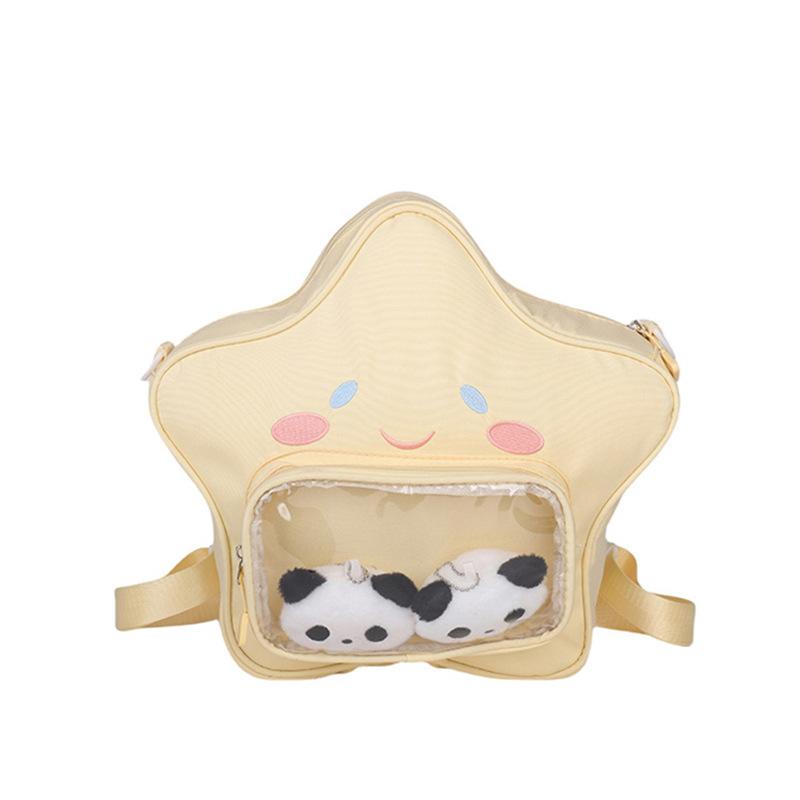 

Милый холщовый рюкзак со звездами 2025 новый рюкзак почтальона для通勤 для милой девушки в стиле Мори, модная прозрачная сумка-желе жёлтый