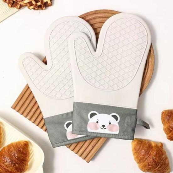 1Pc Silicone Heat Resistant Gloves Non-Slip Oven Mitts Kitchen Hand Clamps Thickened Insulated Gloves for Air Fryers Cooking Barbecue