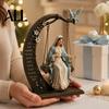 Spirituelle Raumdekoration Christliche Jungfrau Maria Schaukel-Ornament, Katholischer Bibelvers Heimdekoration, Gesegnetes Friedliches Schreibtisch-Ornament Harz Religiös