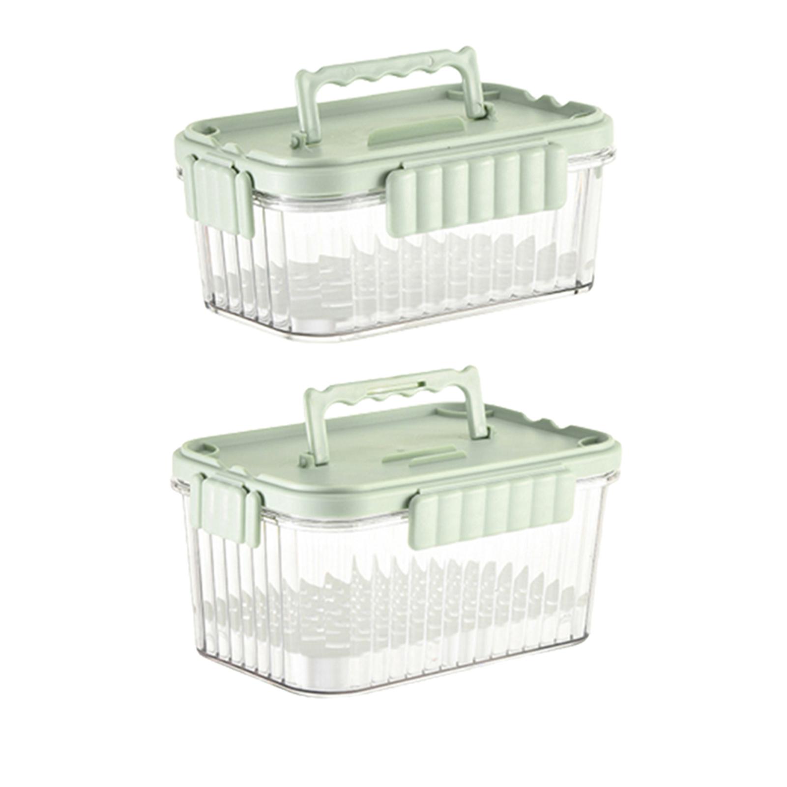 

550ml/1500ml Ice Box Crisper With Handle Multi-Purpose Food Storage Box For Picnic Camping Small Size зелений