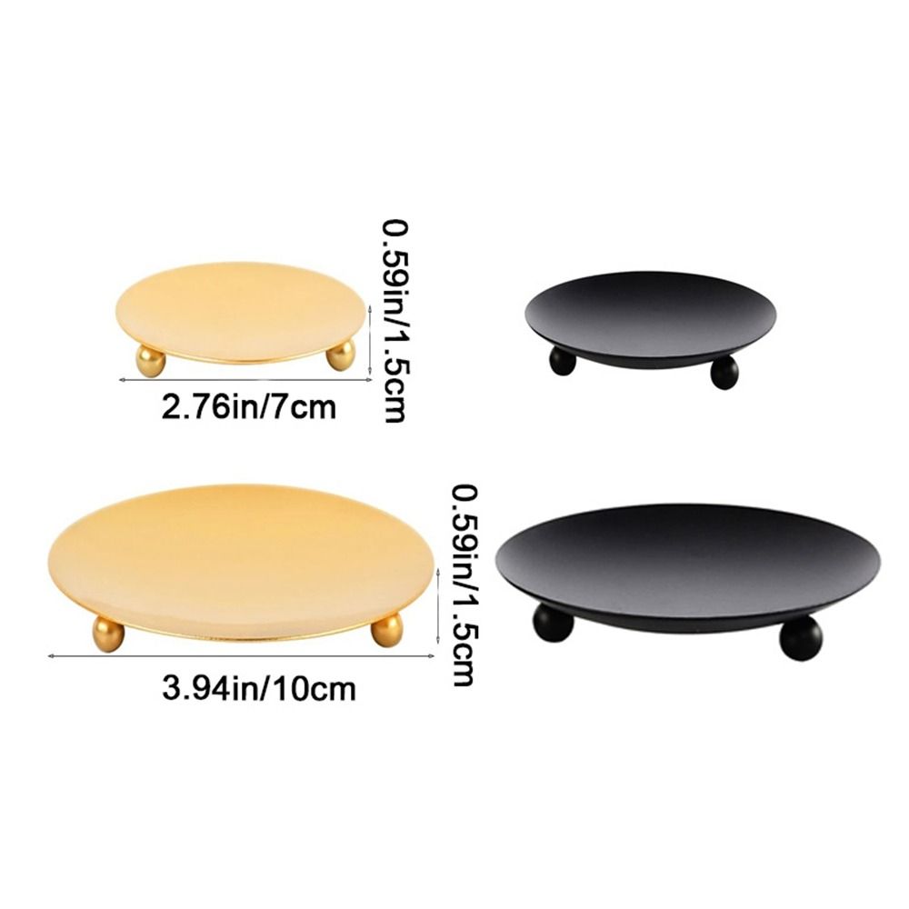 Round Iron Candle Holder Golden Festival Candlestick Holder Creative Pillar Metal Plate  Banquet