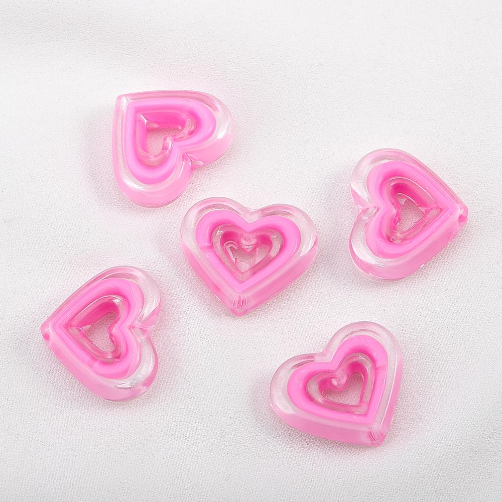 Transparent Multi Color Heart Shape Beads Bracelet Spacer Acrylic Hollow Love Charms Necklace Bracelet DIY Jewelry Accessories