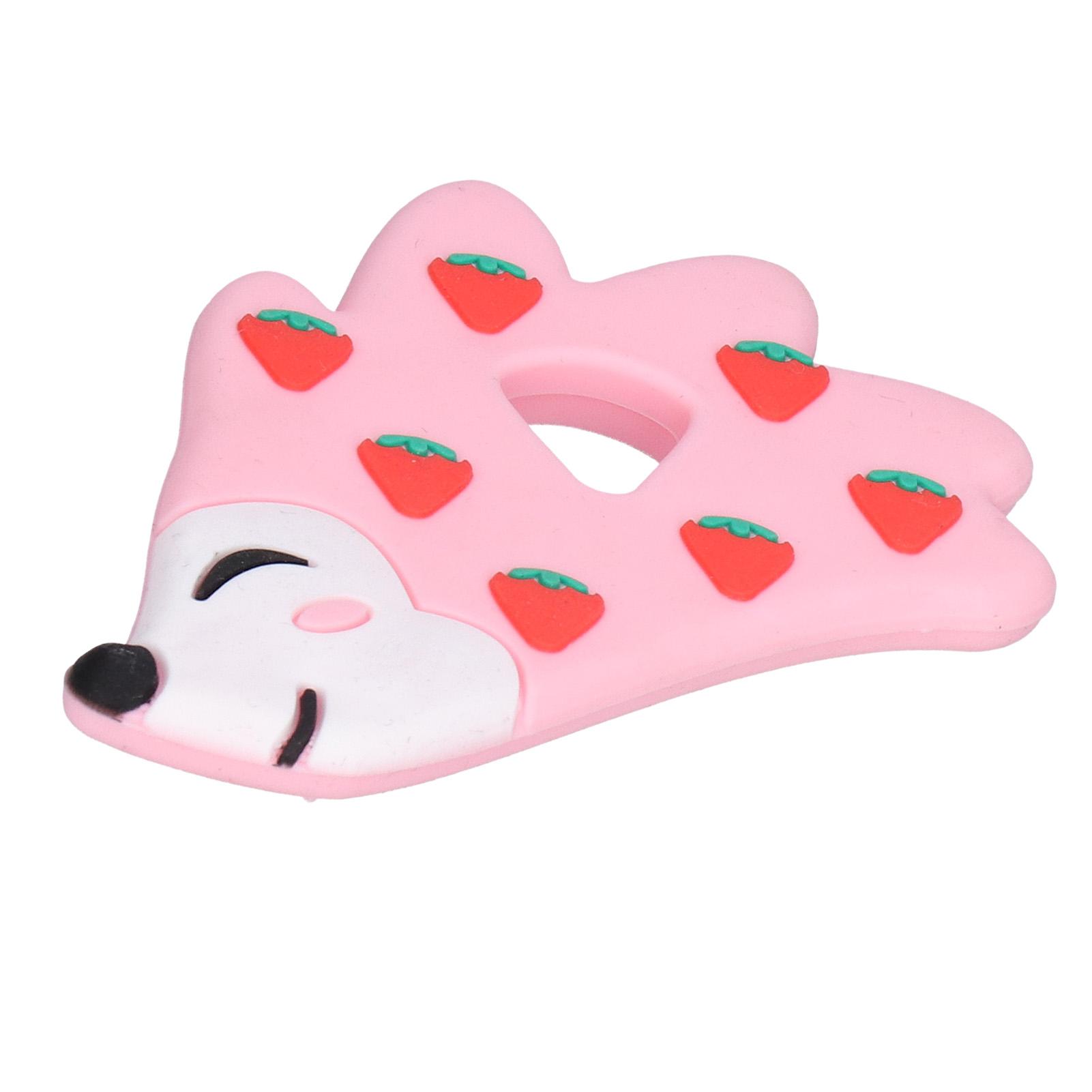 

Baby Teether Oral Protection Strawberry Hedgehog Shape Fine Protection Silicone TeetherPink