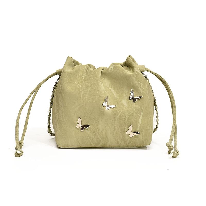 Fashion casual chain messenger bag summer simple pumping strap personalized butterfly shoulder bag new bucket women's bag