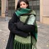 Soft Plaid Mufflers Thick Tassel Shawls Fringed Stoles Winter Scarves  Women / Men