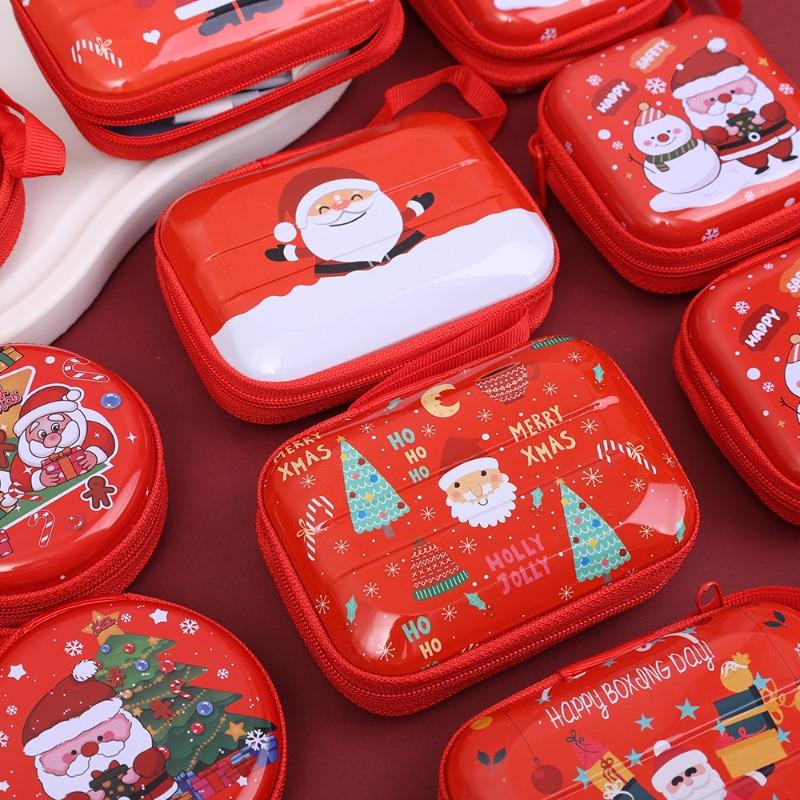 5/1Pcs Christmas Cable Organizer Zipper Candy Coin Storage Bag Kids Toys Keyring Pendant Christmas Gifts Earphone Box Organizer