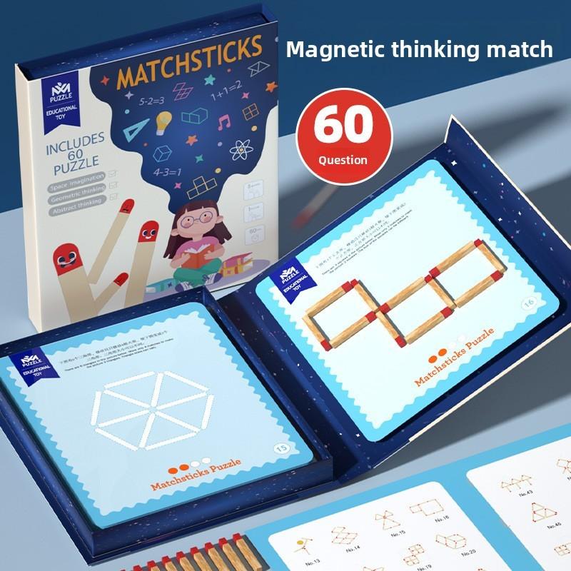 Wooden Magnetic Matchstick Thinking Game Geometric Logic Training Children Toy