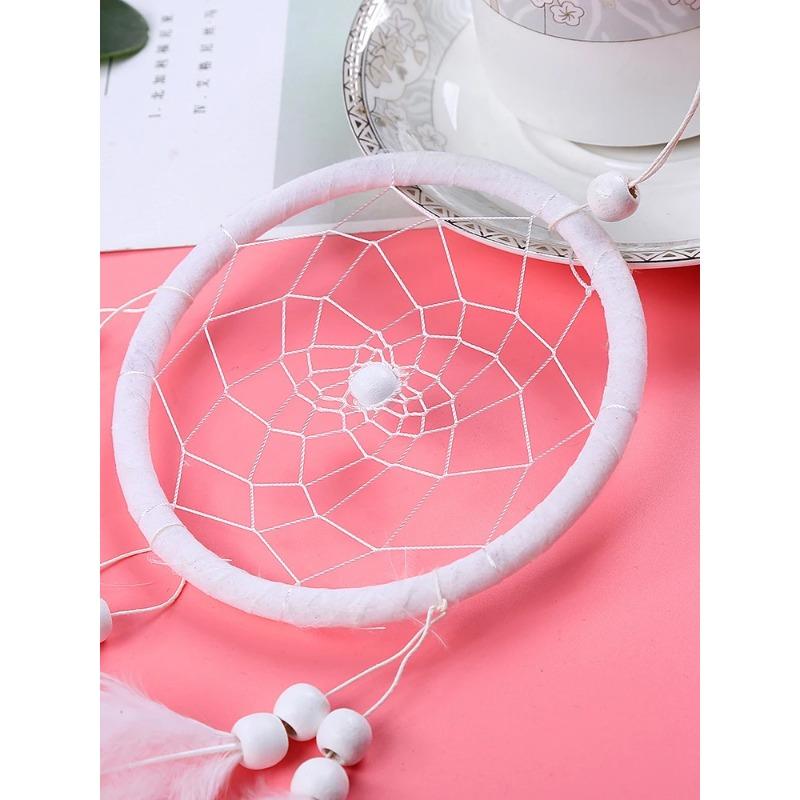White Dream Catcher Wind Chime Creative Hand-woven Feather Car Pendant Bedroom Garden Outdoor Hanging Ornaments Home Decoration