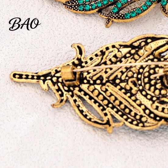Vintage Alloy Lapel Pin Peacock Feather Brooch, Faux Pearl Rhinstone Decorative Brooch Pin, Clothing Jewelry Accessories for Wedding Party Prom