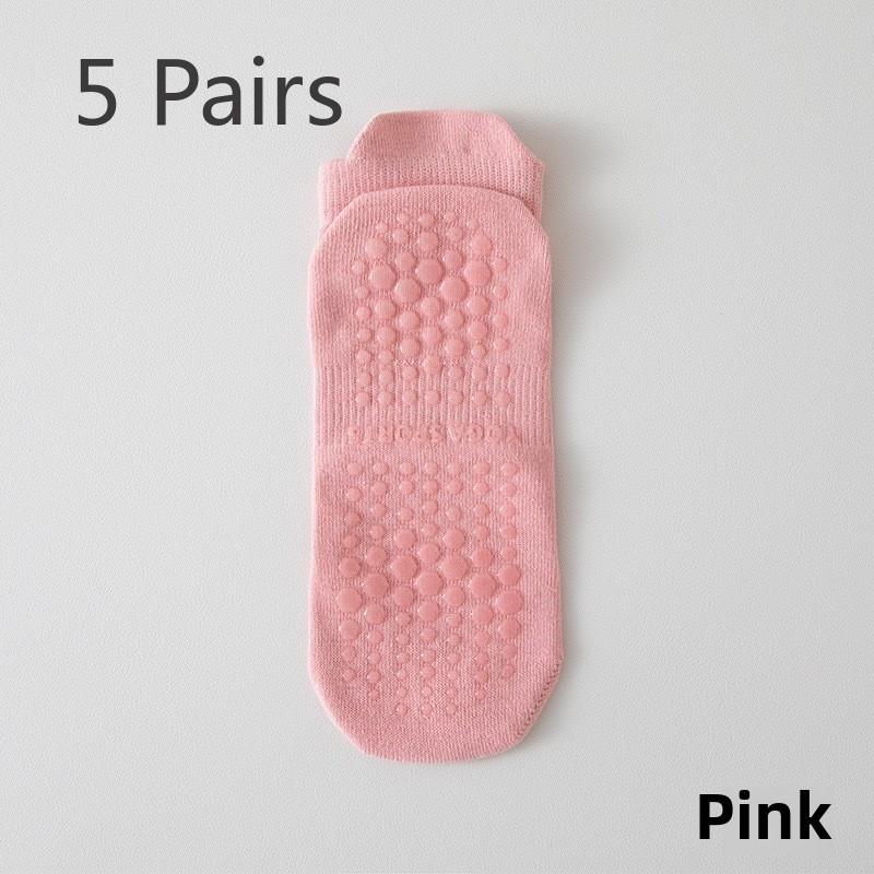 5 Pairs of Girls Spring and Summer Yoga Silicone Anti Slip Silent Mesh Short Socks