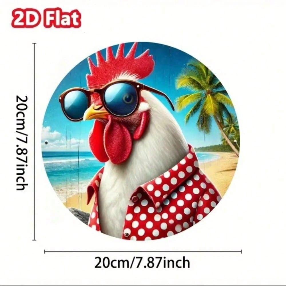 

Metal Poster Tropical Rooster Wall Art Metal Decor for Home Garden Outdoor