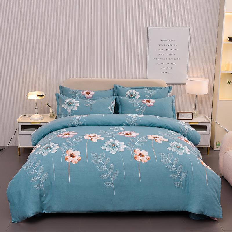 Thickened Cotton Four-piece Set, Pure Cotton Bed Sheet Quilt Cover, Dormitory Three-piece Set, Bedding