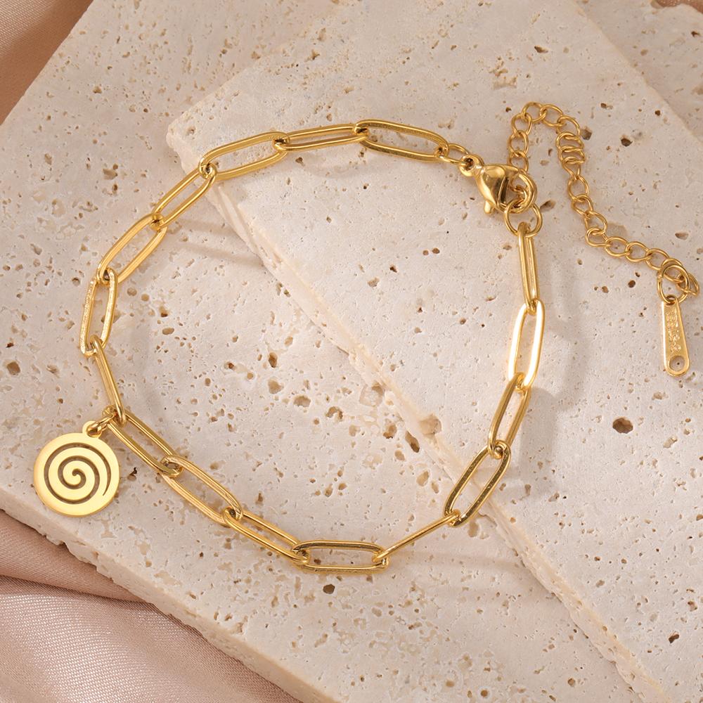Cazador Spiral Swirl Charm Bracelet Stainless Steel Jewelry Paper Clip Chain Bracelets for Women Gift 2025 Trend Wholesale New