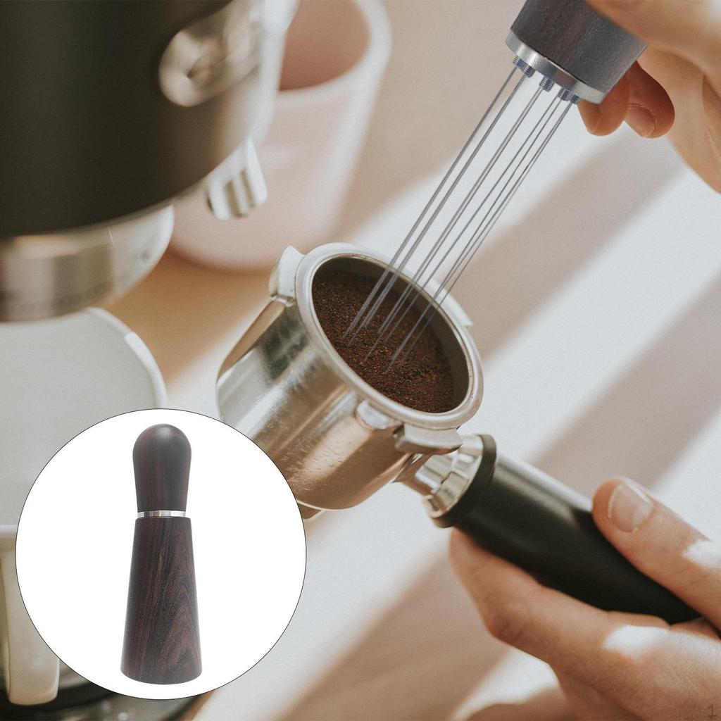 0.35mm Coffee Distributor Gadget Practical Sturdy Gifts Manual Wooden Handle Stainless Steel