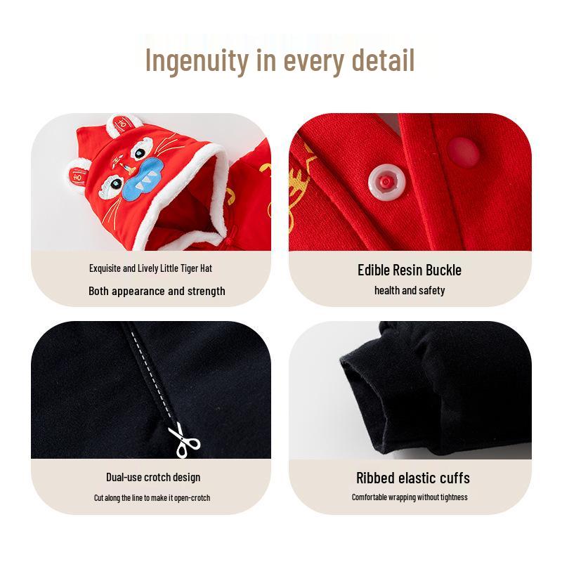 Festive Red Baby Winter Set: Thick Fleece-Lined, Stylish for Boys and Girls