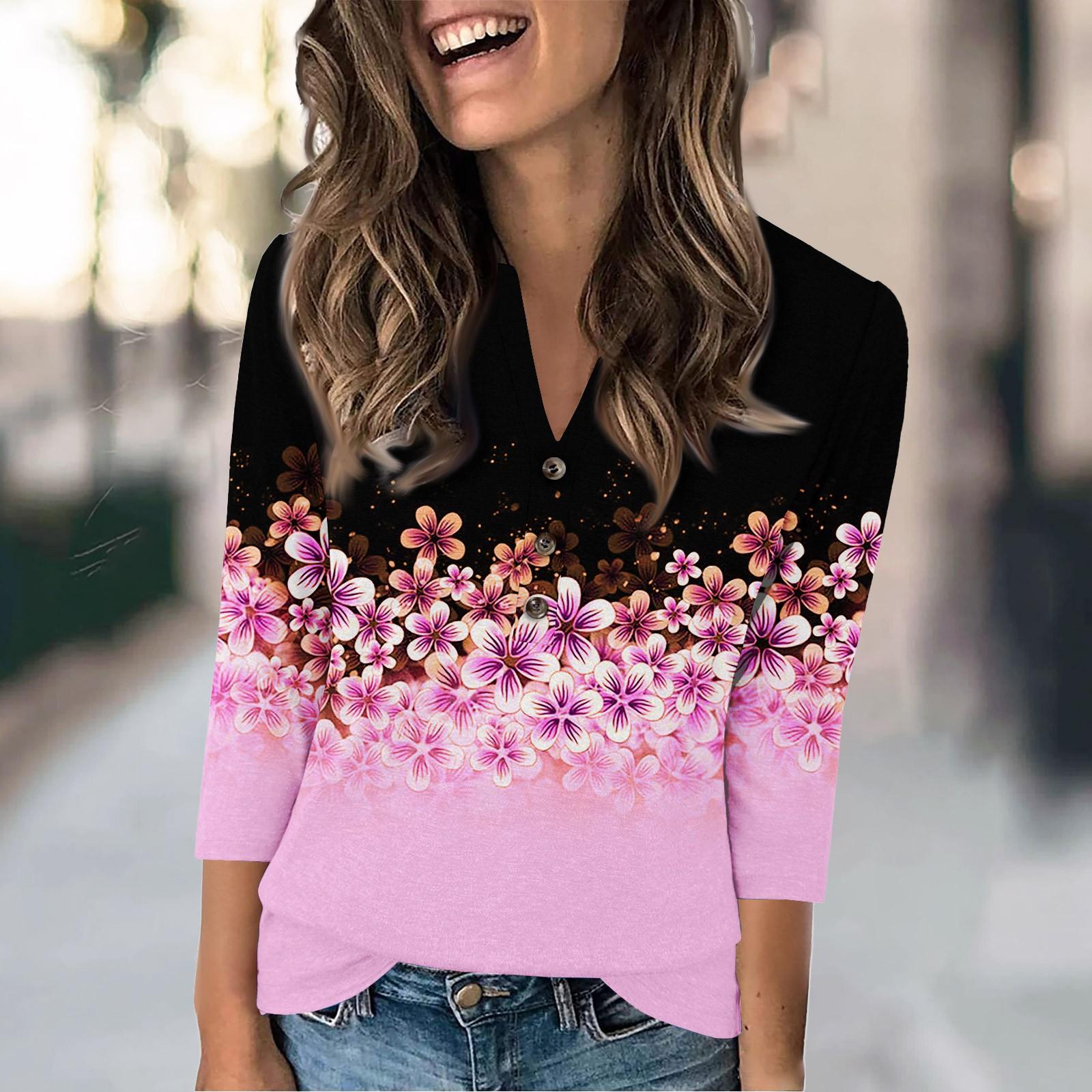 

Женская мода повседневный свободный топ с рукавом 3/4 и круглым вырезом XL арбуз красный