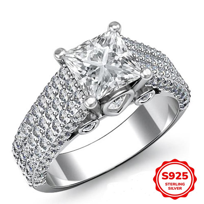 

Geometry Moissanite Ring 925 Silver Square Lab Diamond Wedding Statement Rings For Women Fine Jewelry 6