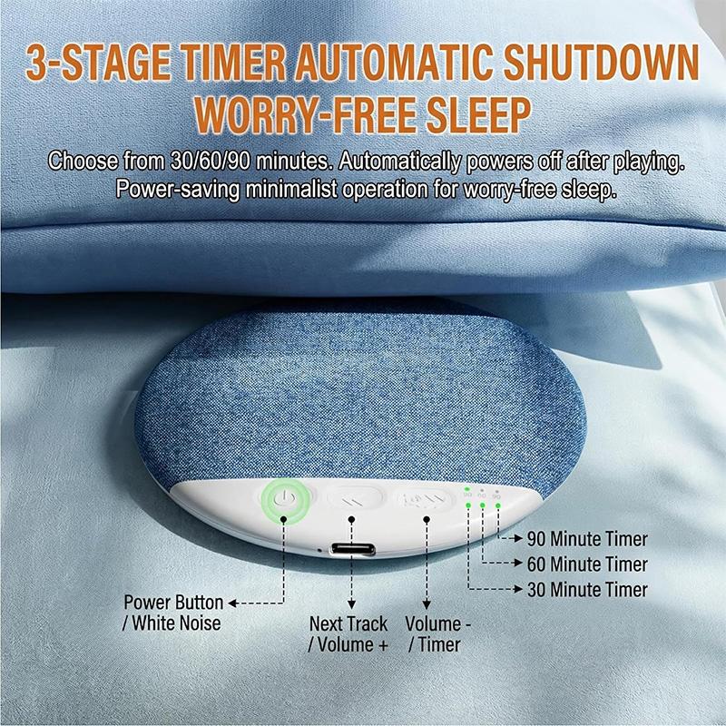2026 New Wireless Pillow Speaker Sleep Aid Bluetooth Under Pillow Machine Speaker White Noise 30/60/90 Min Timer 9D Stereo Sound