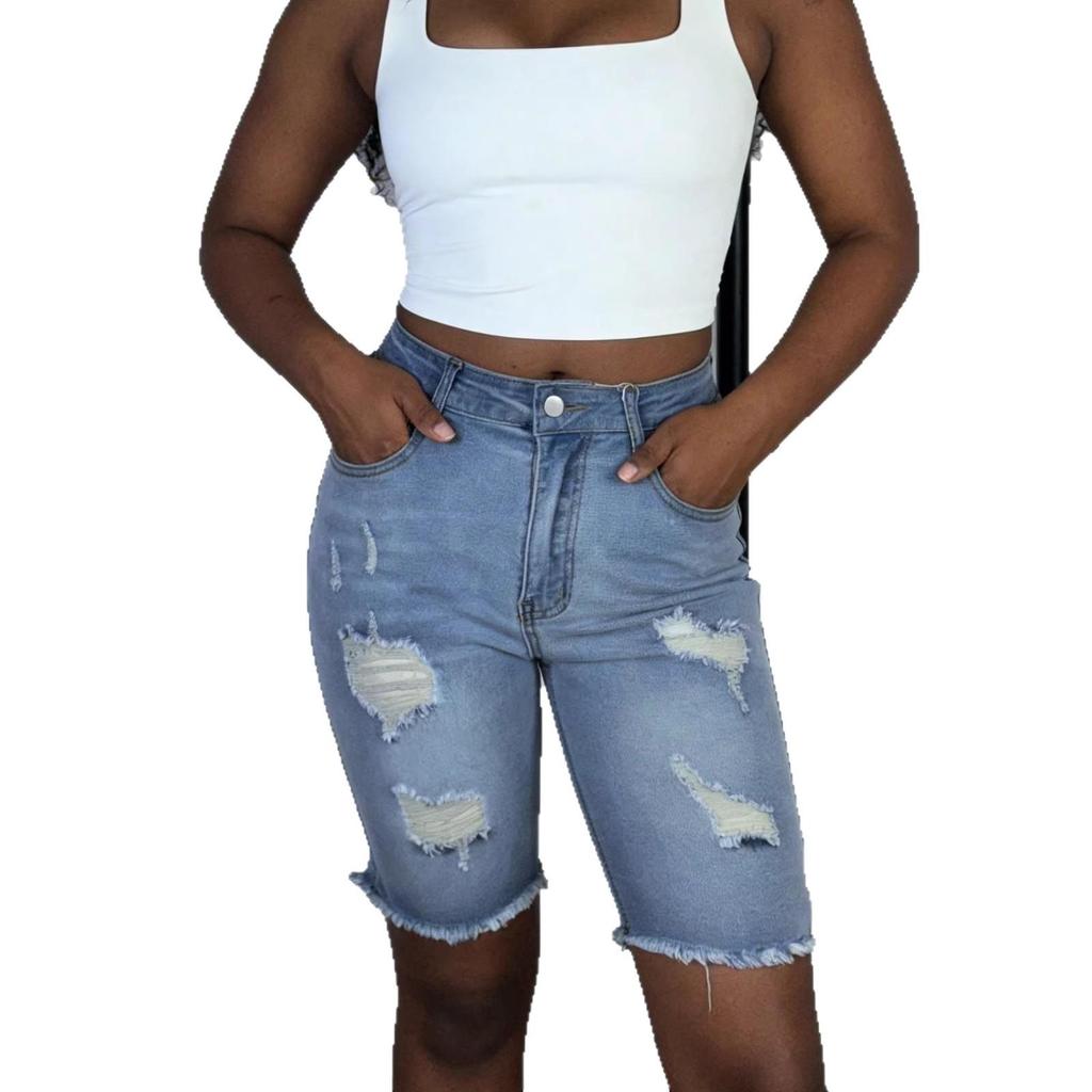 2026 Summer Trendy American Women's Denim Shorts Street Fashion Slim-fit Jeans