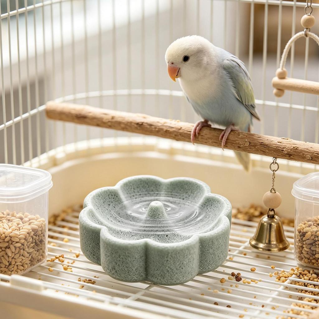 Bird Feeder 1PC Round Parrot Feeding Bowl Parrot Stone Basin Food Feeder Water Grinder Beak Bird Basin Parrot Bird Feeder Supply