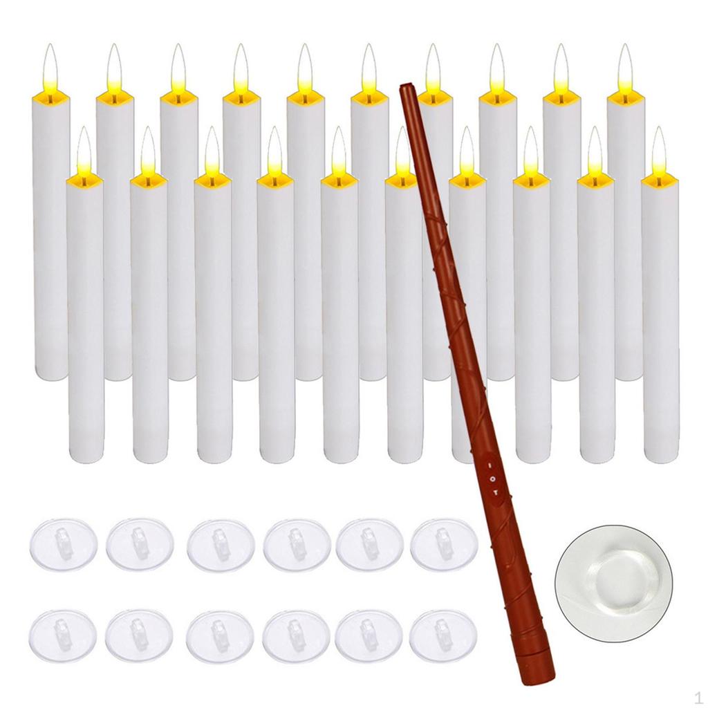 20 Pieces Decoration LED Floating Candles Lights with Wand Remote Timer for Halloween