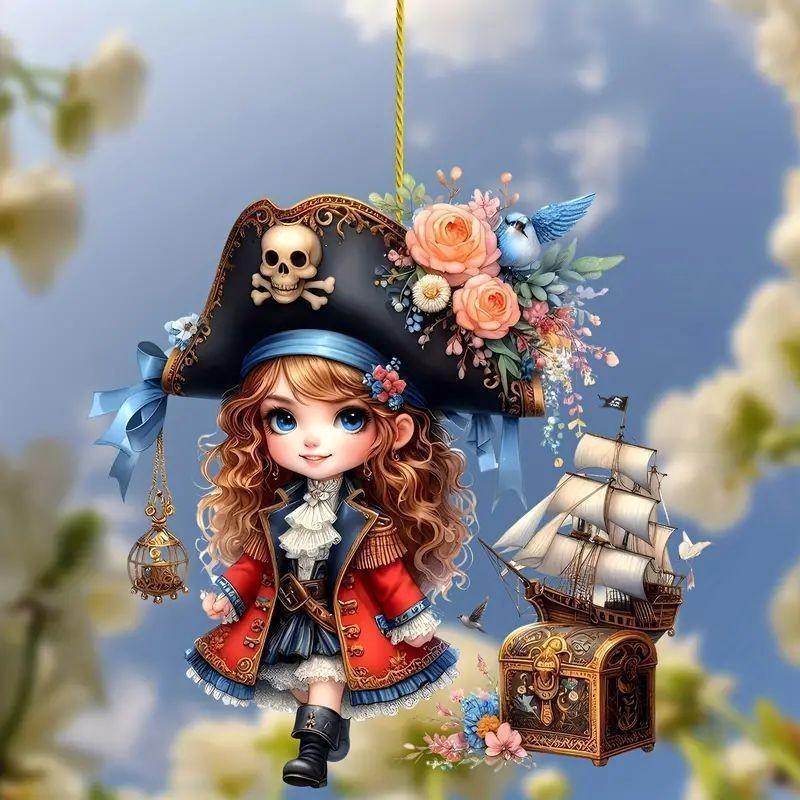 Car Interior Accessory Acrylic Cartoon Girl Pendant Halloween Decoration Themed