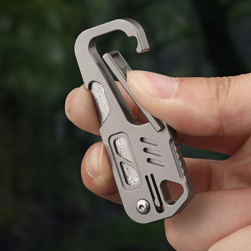 Titanium Alloy Folding Knife Damascus Blade D2 Portable Buckle Keychain Pocket Knife Outdoor Survival EDC Multitool for Men Gift