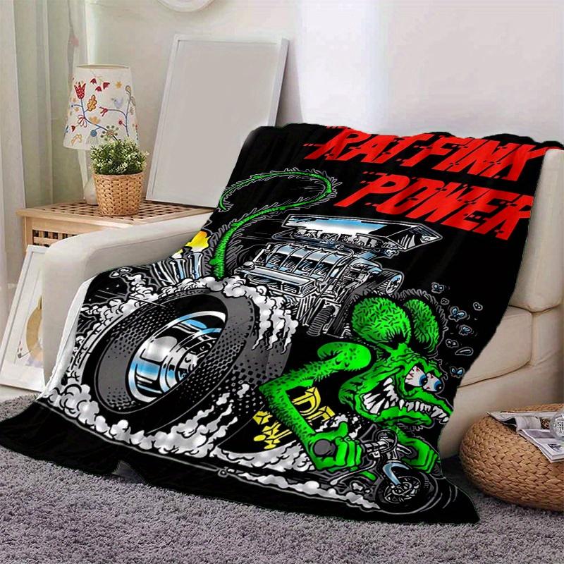 1pc Rat Fink Power Blanket, Soft Throw for Room Decor, Perfect Gift for Family and Friend, Living Room, Travel, Camping, Car Blankets, Beach, Office N