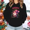 New Christmas Santa Claus Merry Bright Print Hoodies Women Causal Tops Unisex Harajuku Long Sleeve Sweatshirts