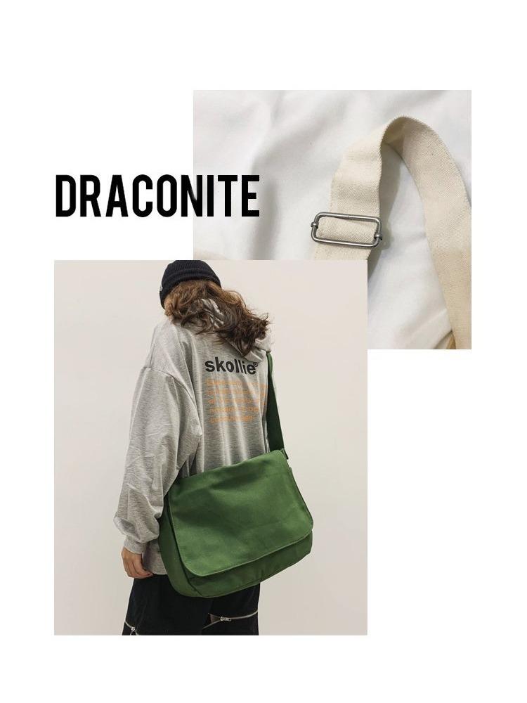 New Simple Canvas Bag Solid Color Single Shoulder Bag Crossbody Bag KTY