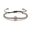 Charm Skull Head Copper Beads Bracelets Handmade Pave CZ Skeleton Crystal Adjustable Bracelet Punk Wrist Jewelry for Women Men